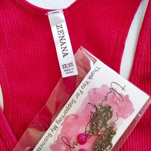 2X/3X Zenana Cranberry Ribbed Crop Top/Bralette/ Sportsbra & Matched Earrings - Picture 11 of 11